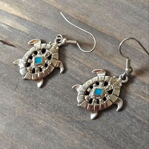 Silver Sea Turtle Earrings